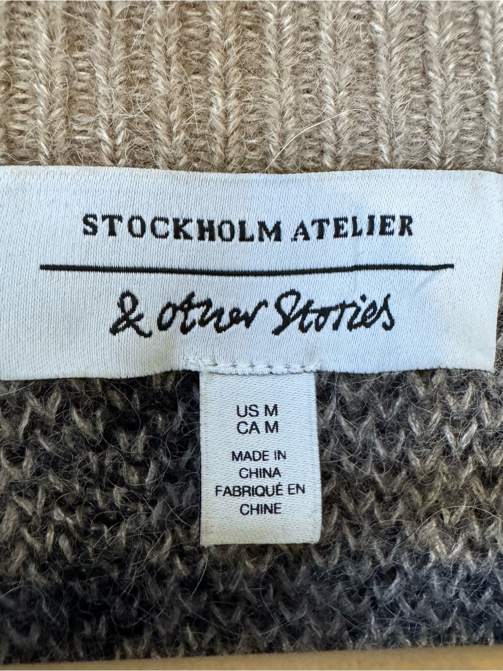 & Other Stories Jacquard Print knit jumper Neutral Beige & Black Women's Sweater - Picture 7 of 8